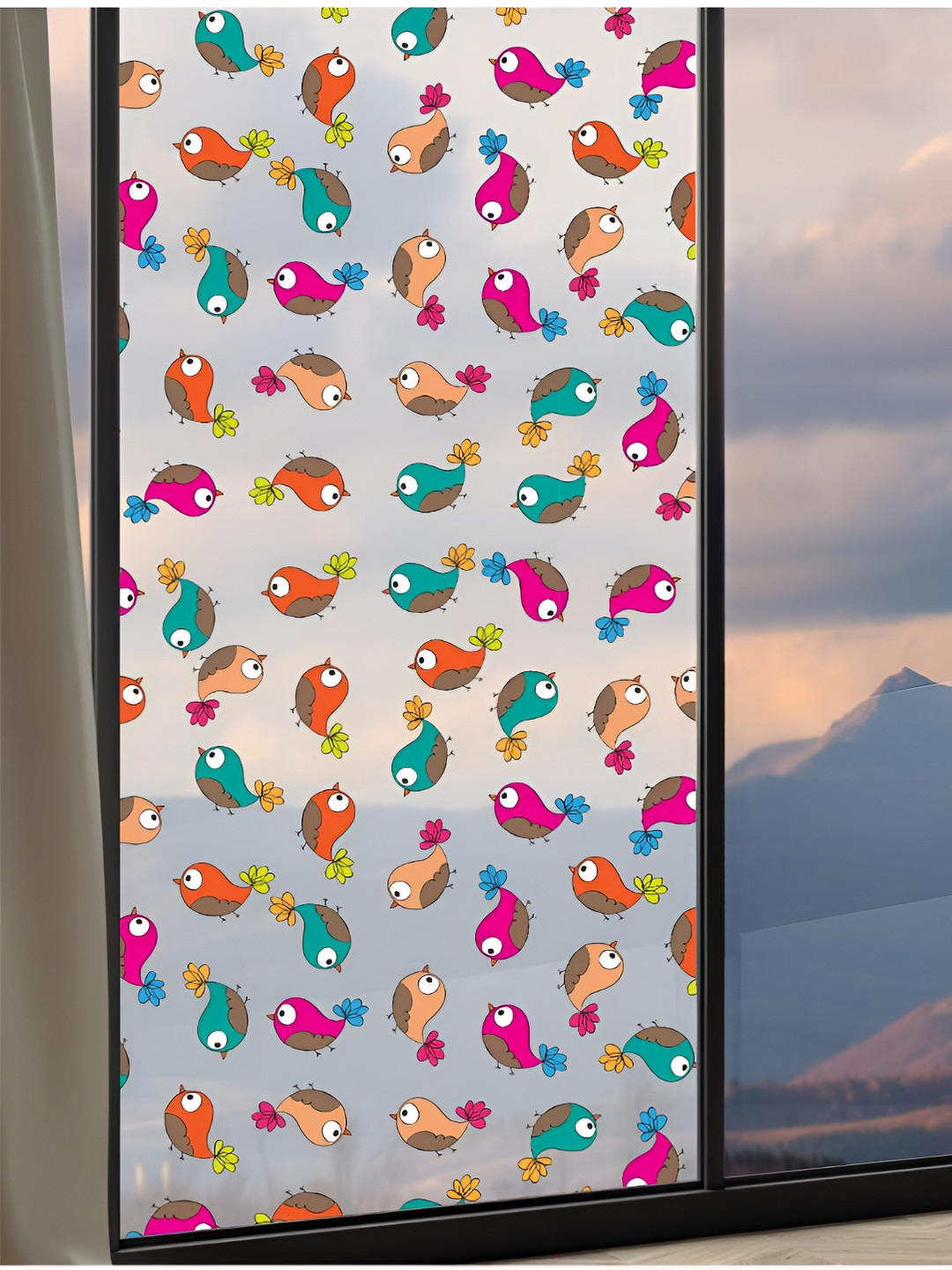 

CVANU Transparent & Pink Printed Self Adhesive Window Film Sticker