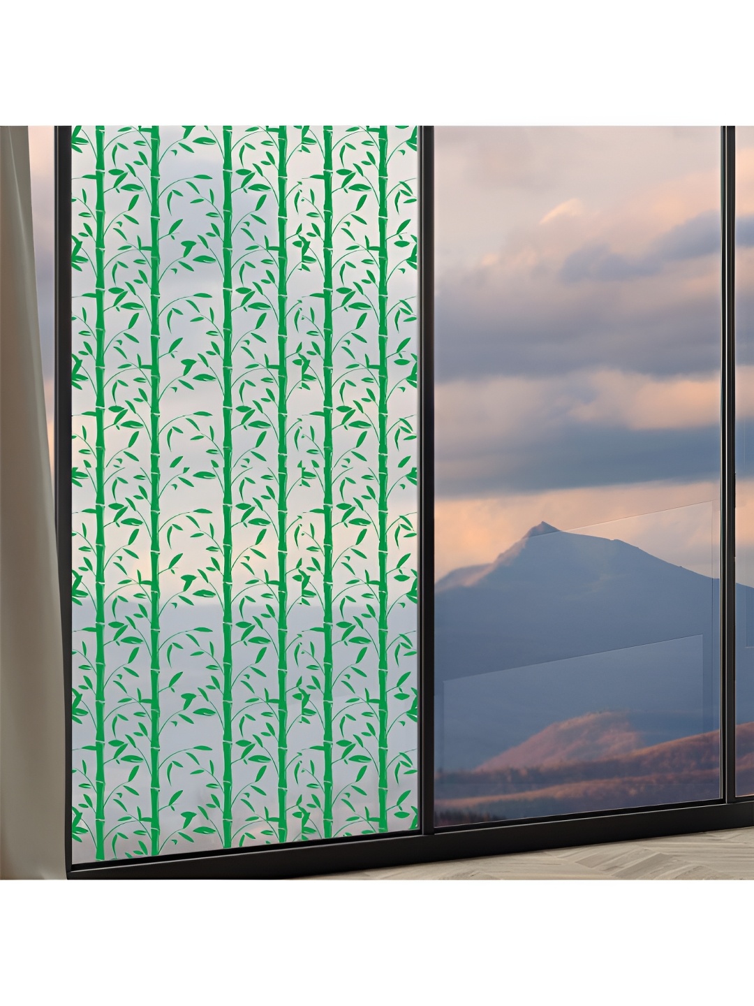

CVANU Transparent & Green Printed Self Adhesive Window Film Sticker