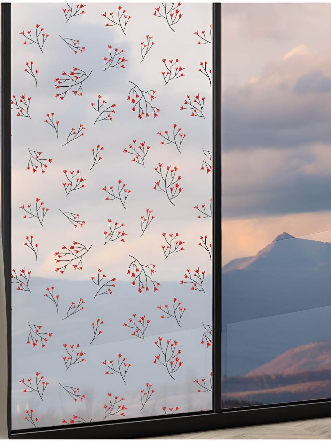CVANU Transparent & Red Printed Waterproof Window Sticker