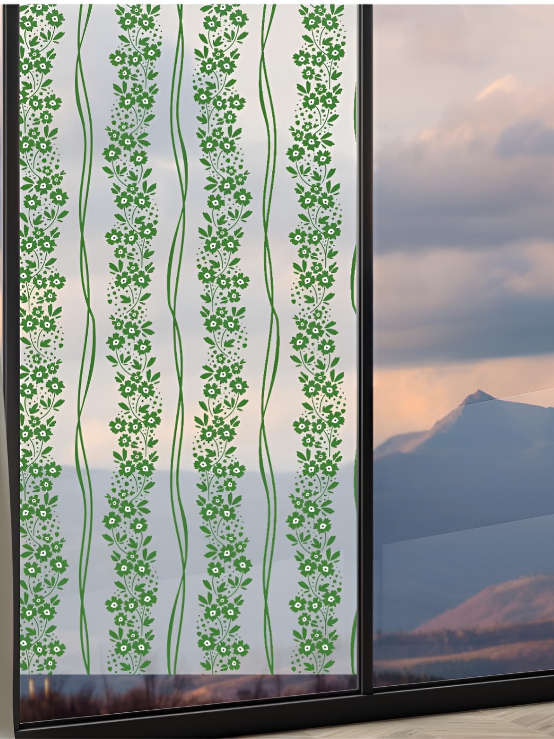 

CVANU Transparent & Green Printed Self Adhesive Waterproof Window Film