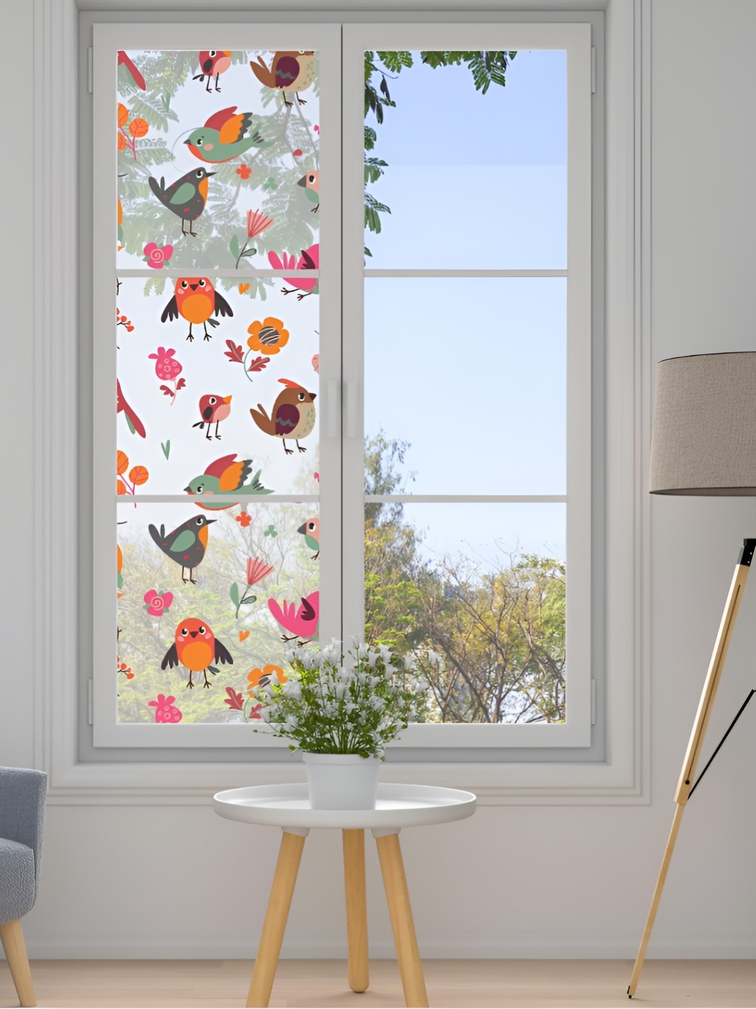 

CVANU Transparent & Pink Birds Printed Self-Adhesive waterproof Window Film