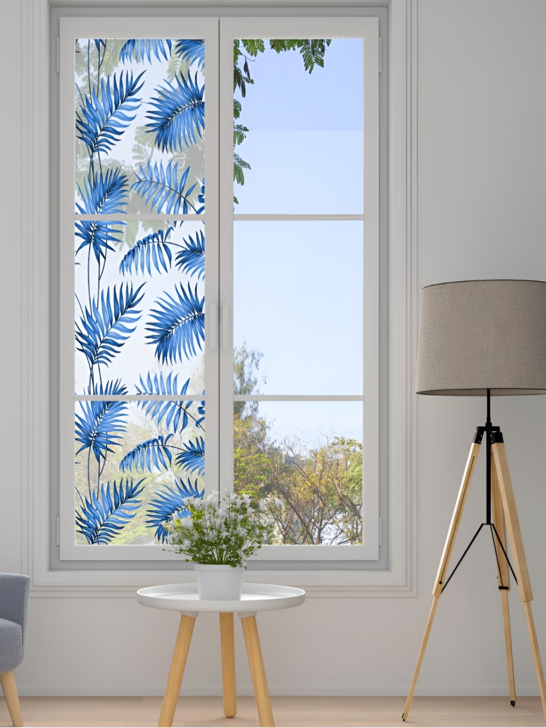 CVANU Transparent & Blue Printed Self-Adhesive Window Film