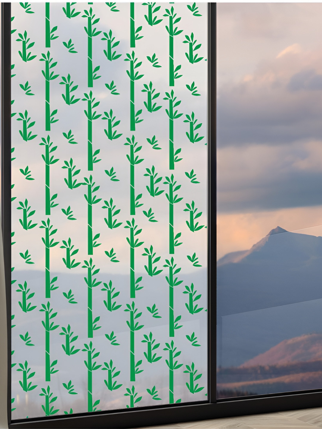 

CVANU Transparent & Green Leaf Printed Self Adhesive Window Sticker