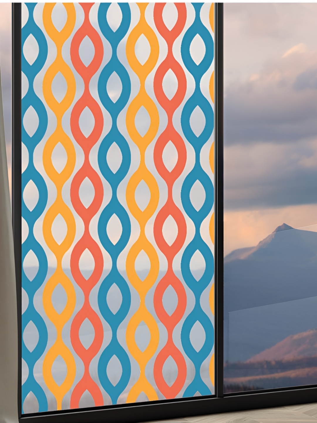 

CVANU Transparent & Blue Printed Self-Adhesive waterproof Window Sticker