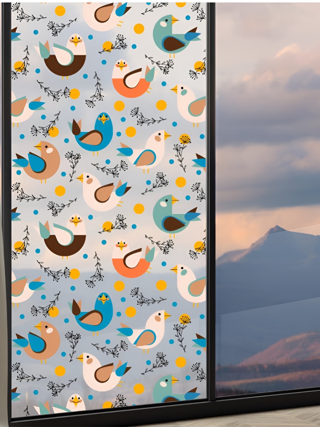 

CVANU Transparent & Blue Birds Printed Self-Adhesive Waterproof Window Sticker
