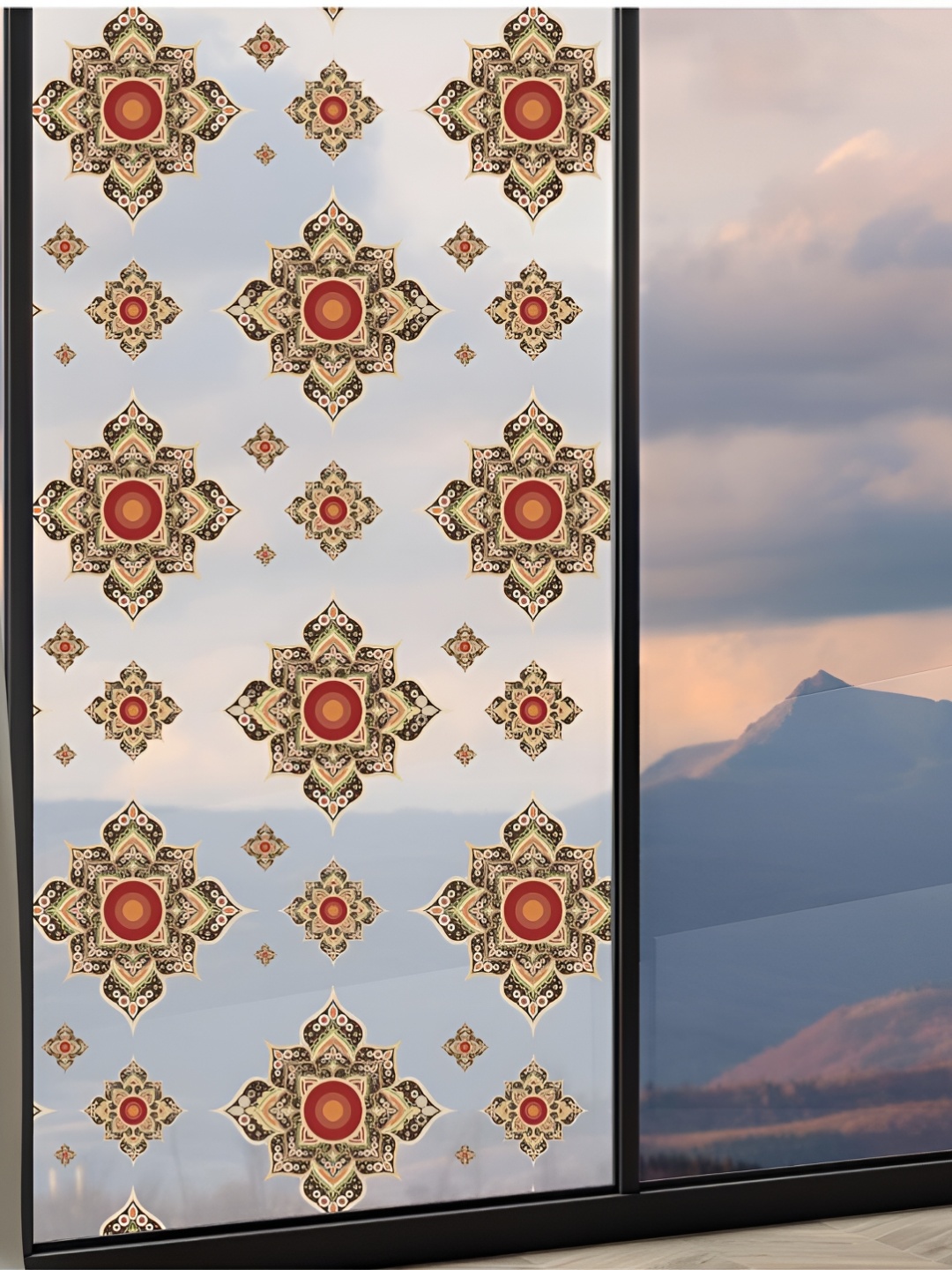 

CVANU Brown & Maroon Printed Self-Adhesive Window Sticker