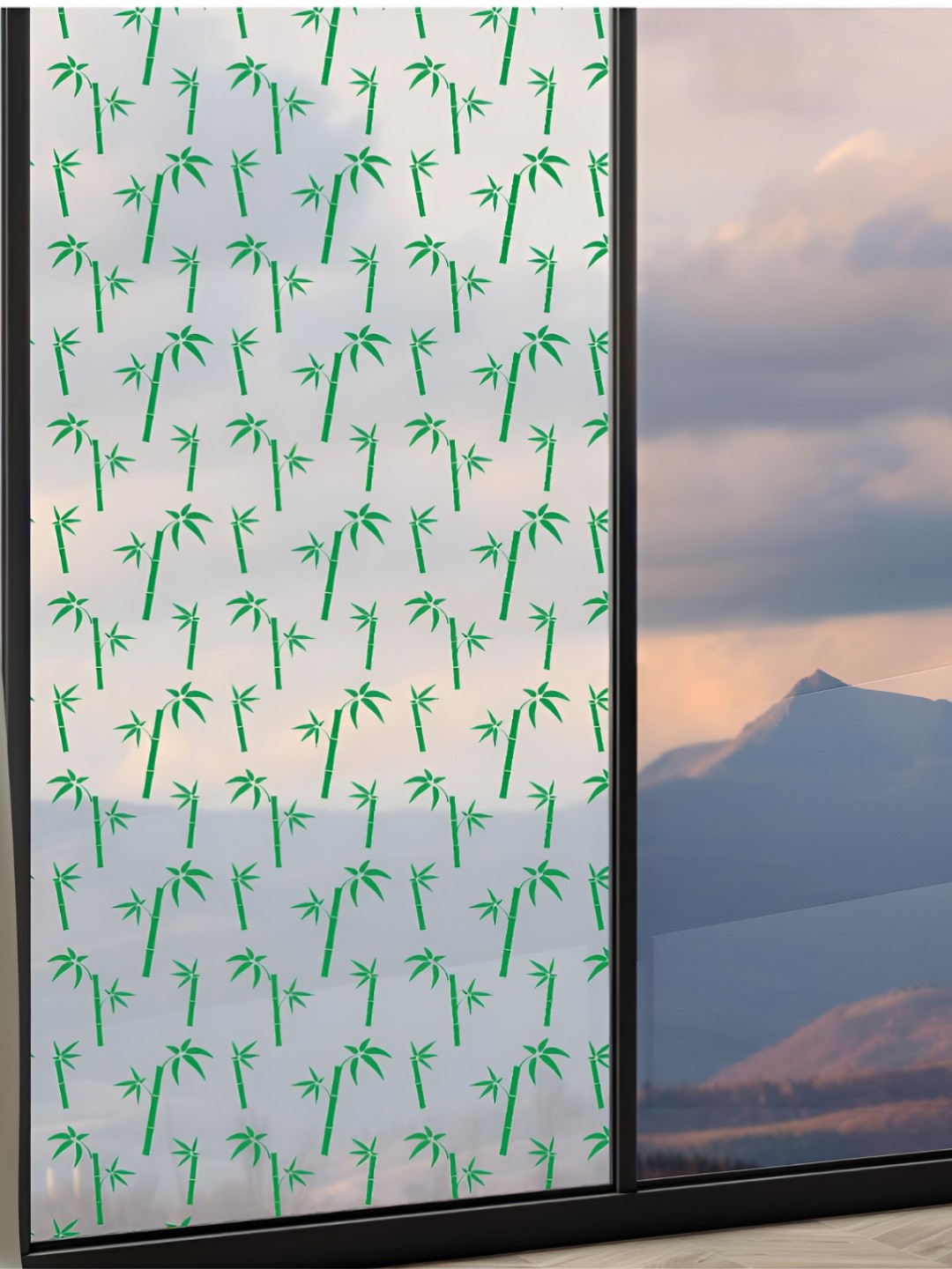 

CVANU Transparent & Green Printed Self-Adhesive Waterproof Window Sticker