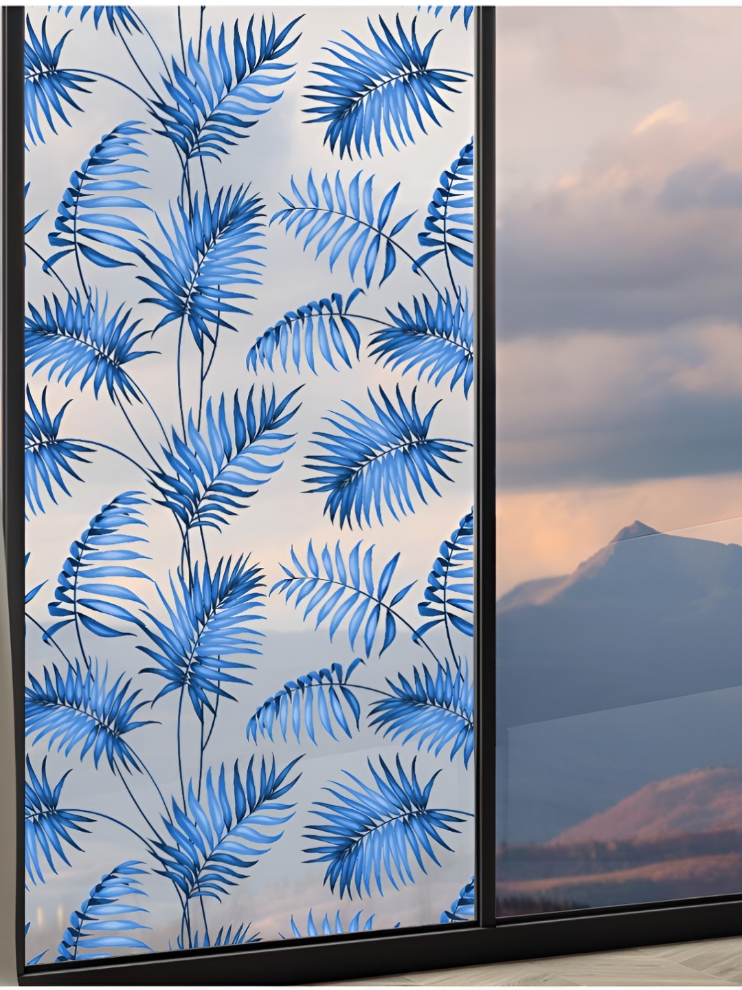 

CVANU Transparent & Blue Printed Self Adhesive Window Film Sticker