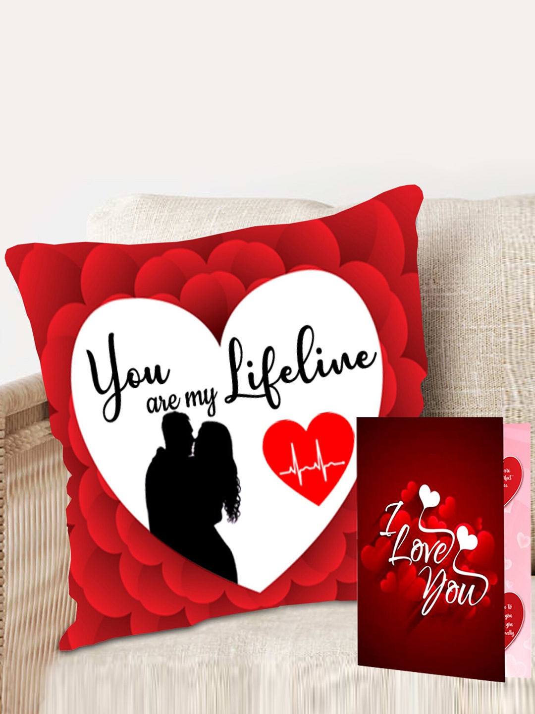 

ME & YOU Red And Black 2 Pieces Printed Home Gift Set