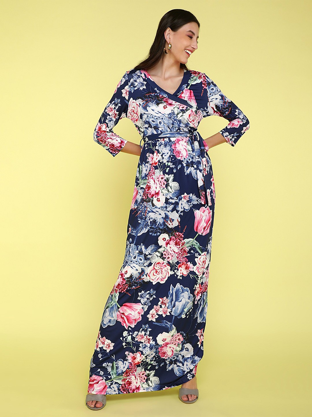 

LULU & SKY Floral Printed Maxi Dress, Blue