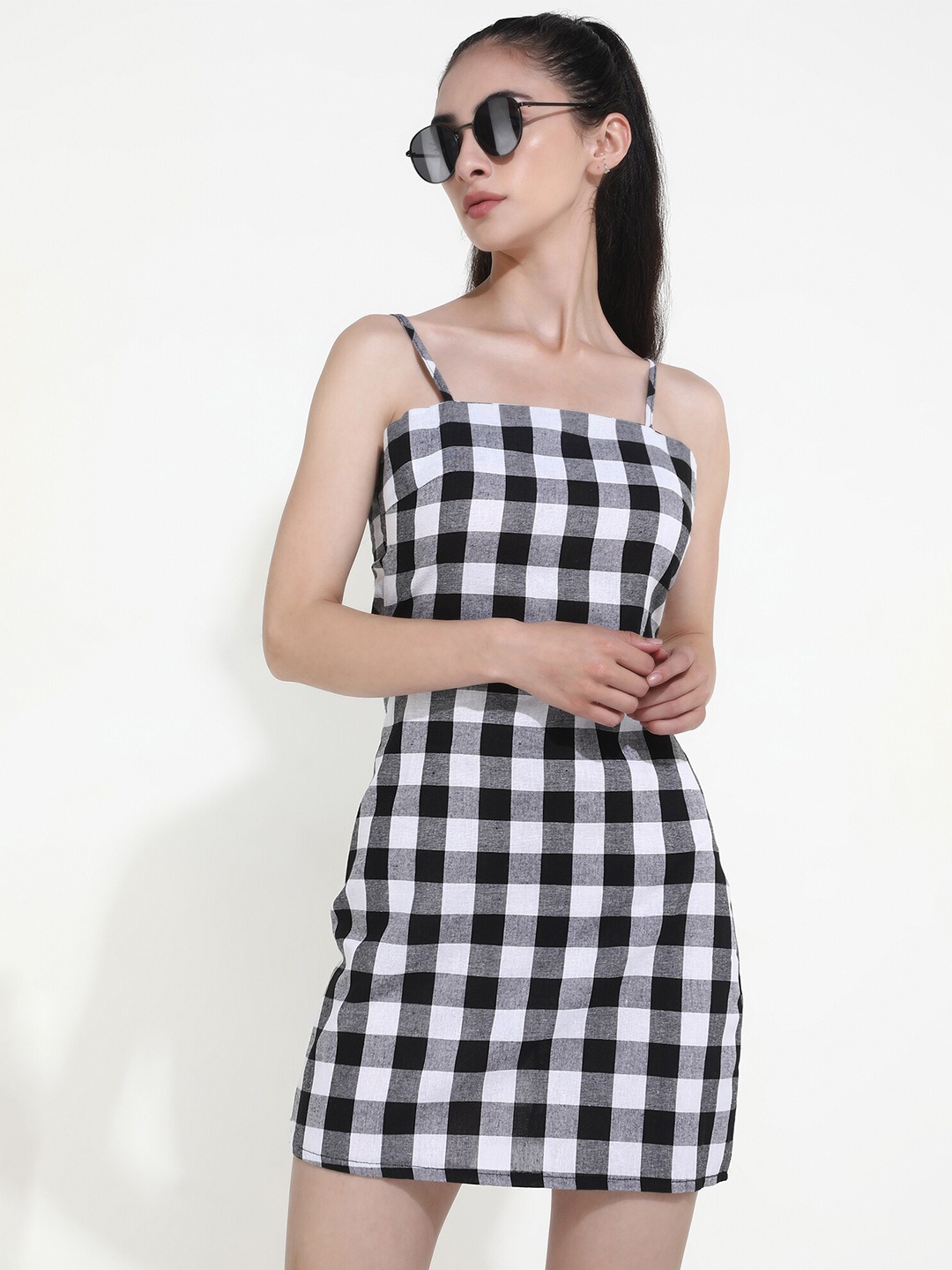 

LULU & SKY Checked Sheath Mini Dress, Black