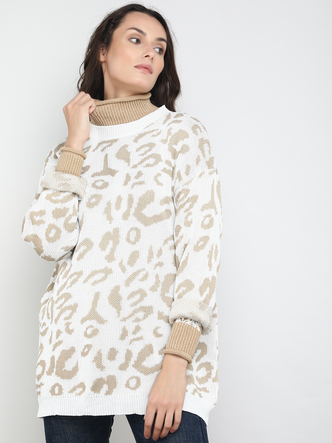 

LULU & SKY Abstract Printed High Neck A-Line Dress, White