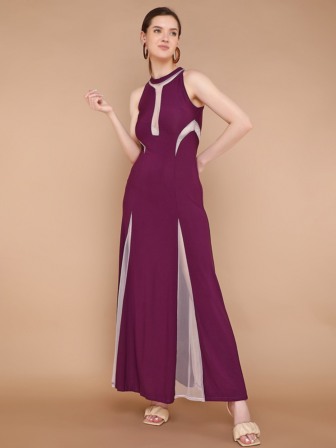 

LULU & SKY Round Neck Maxi Dress, Purple