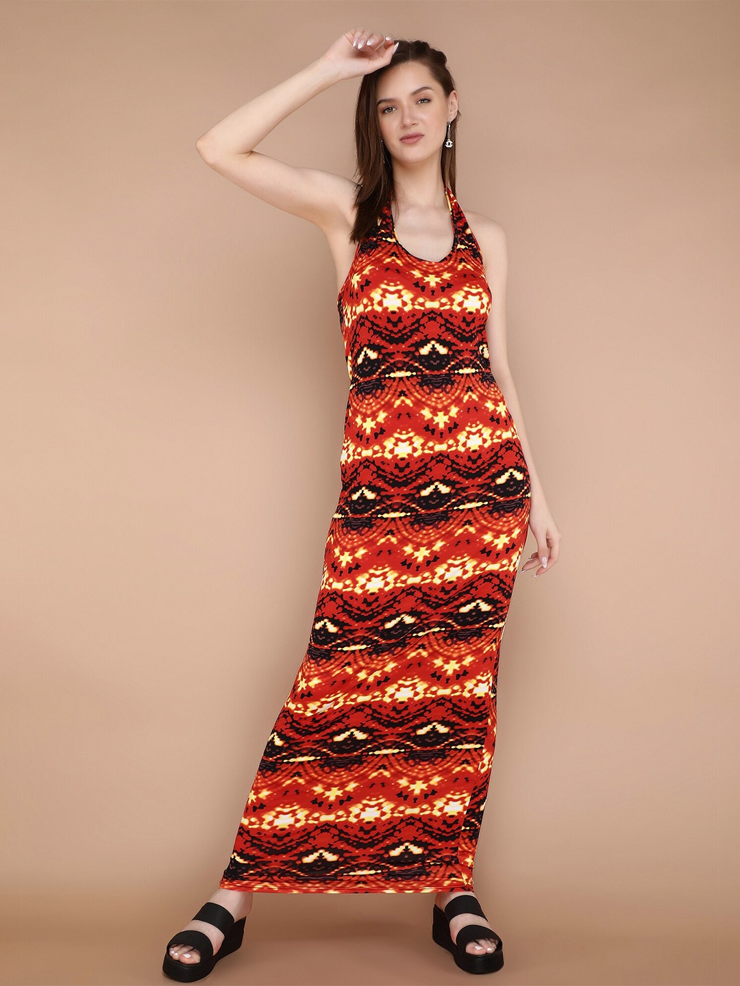 

LULU & SKY Abstract Printed Maxi Dress, Red