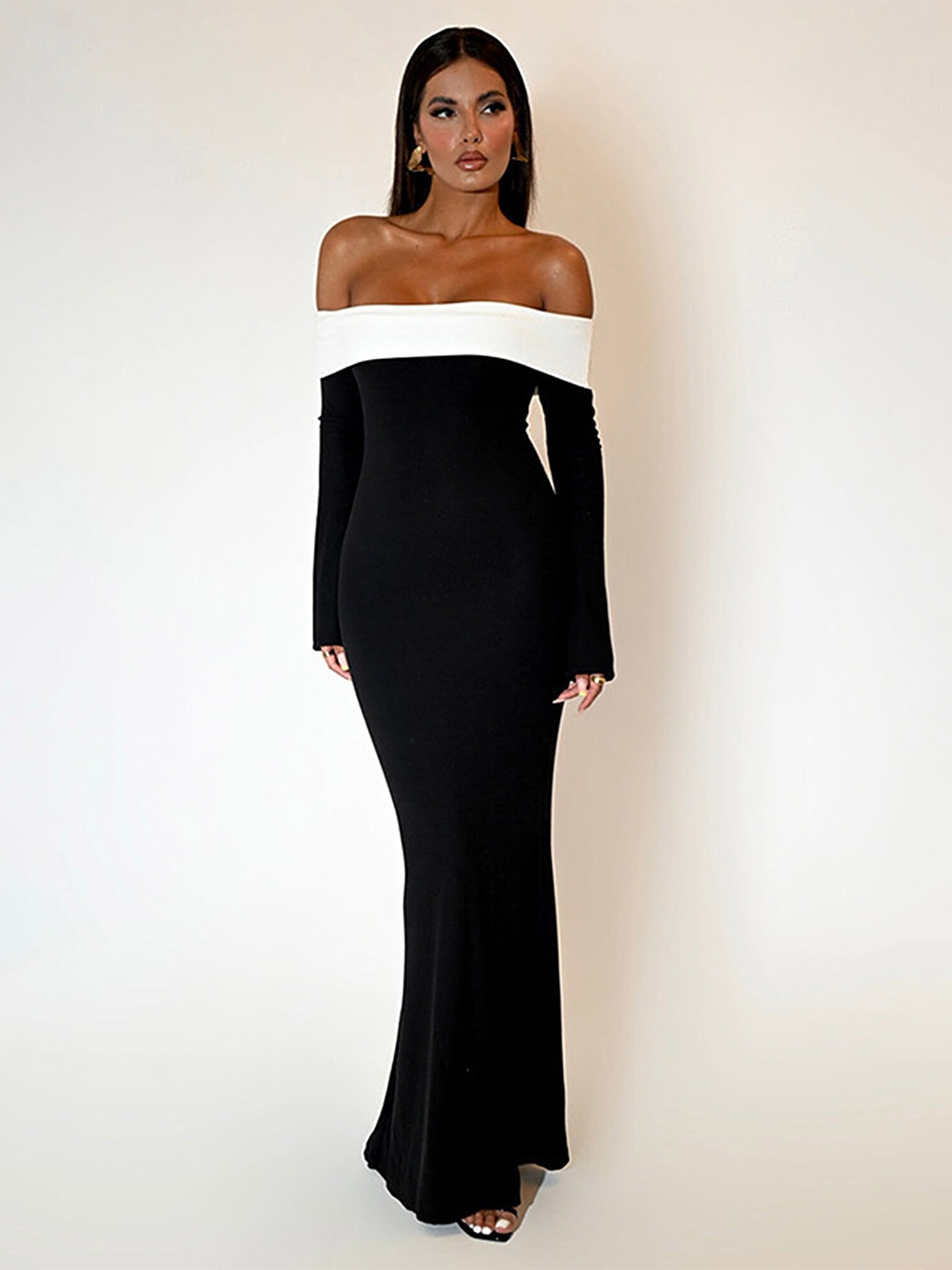 

LULU & SKY Strapless Maxi Sheath Dress, Black