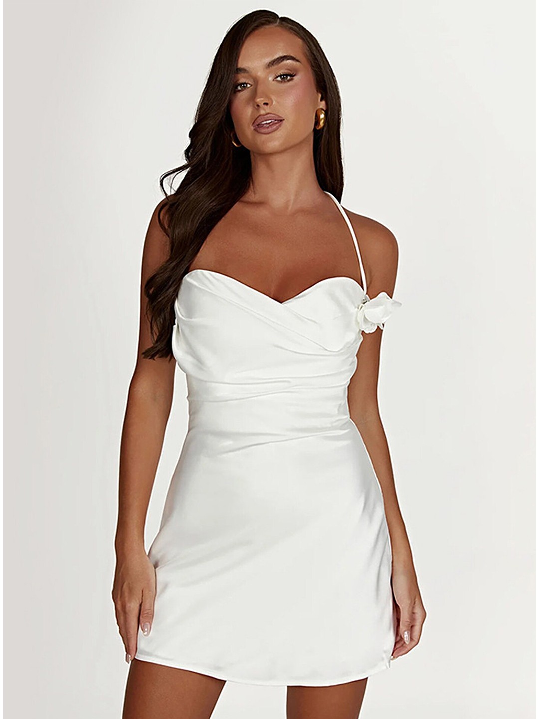 

LULU & SKY Halter Neck Applique Sheath Dress, White