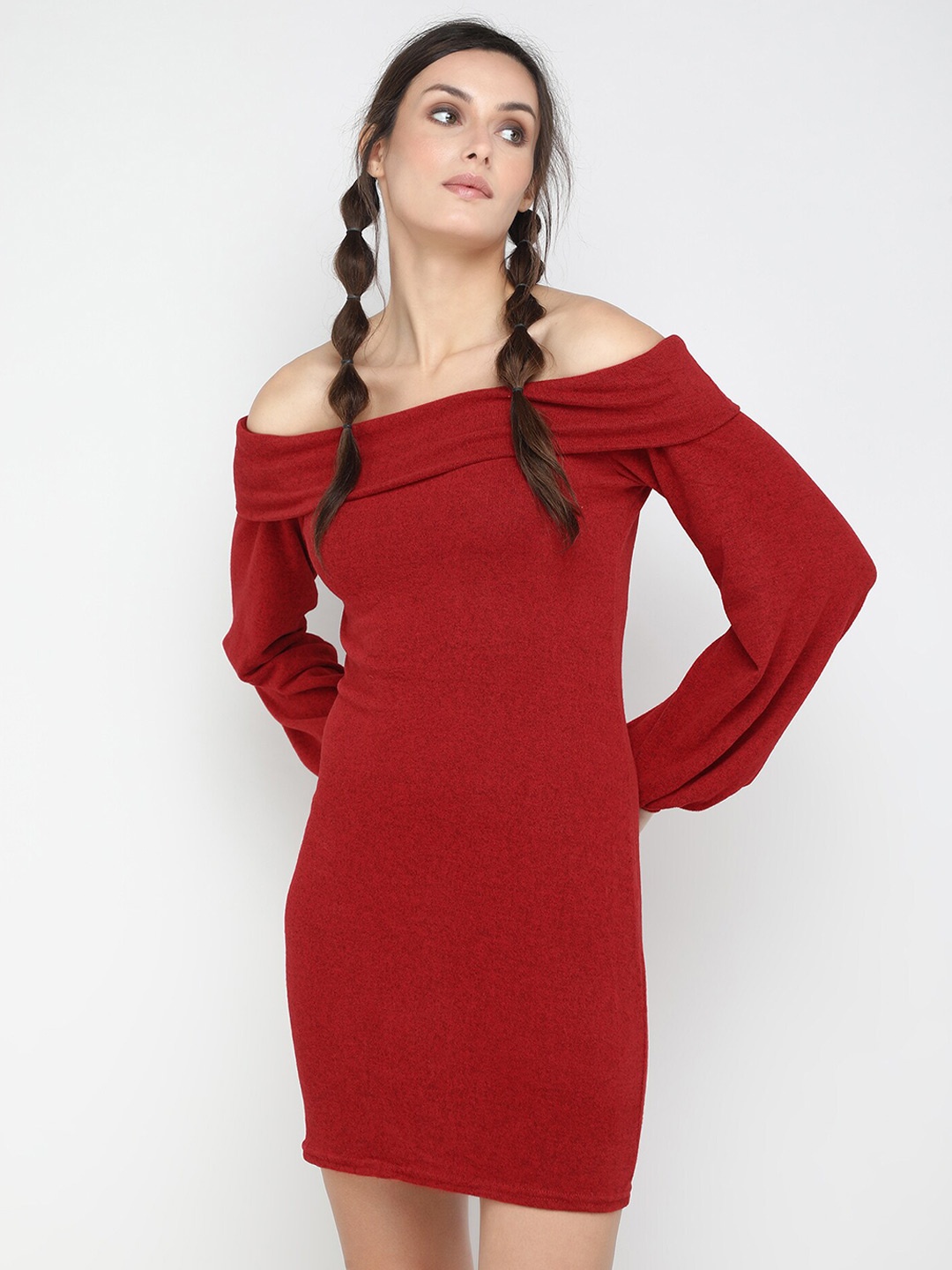 

LULU & SKY Off-Shoulder Bodycon Mini Dress, Red