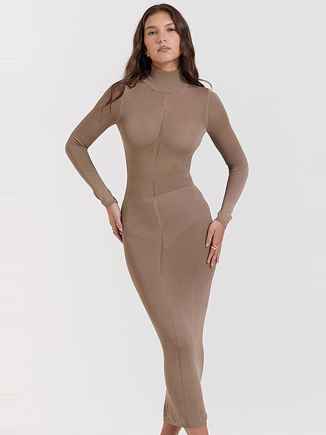 

LULU & SKY High Neck Bodycon Maxi Dress, Khaki