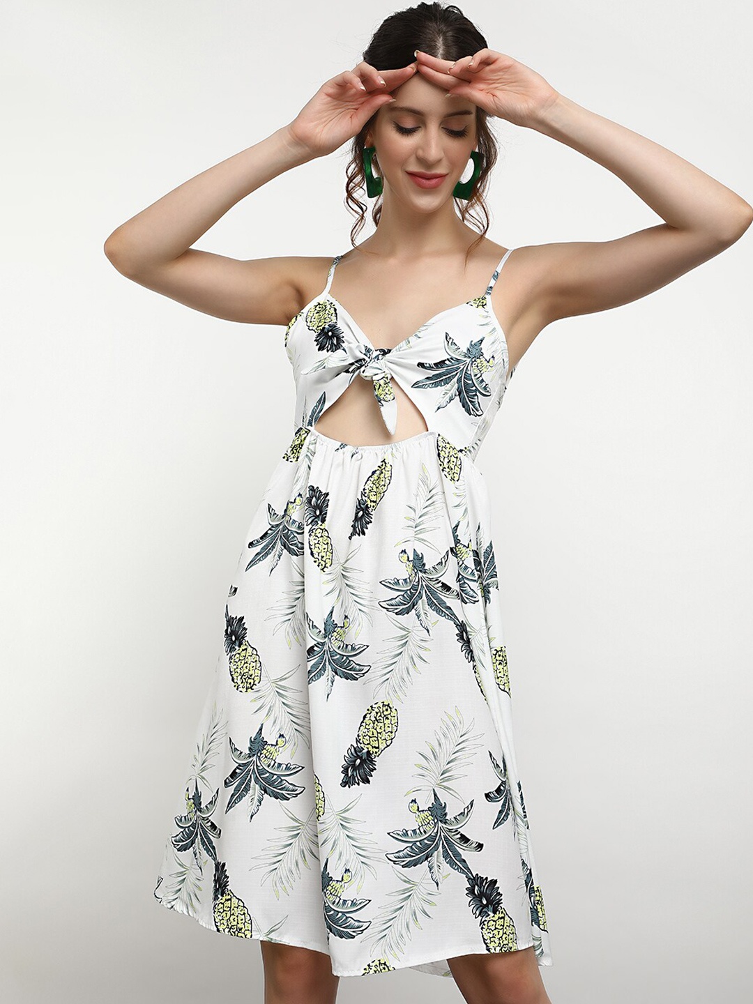

LULU & SKY Floral Print Shoulder Straps Fit & Flare Dress, White