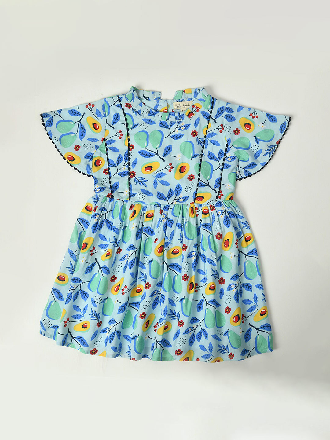 

Bella Moda Girls Floral Printed Fit & Flare Pure Cotton Dress, Blue