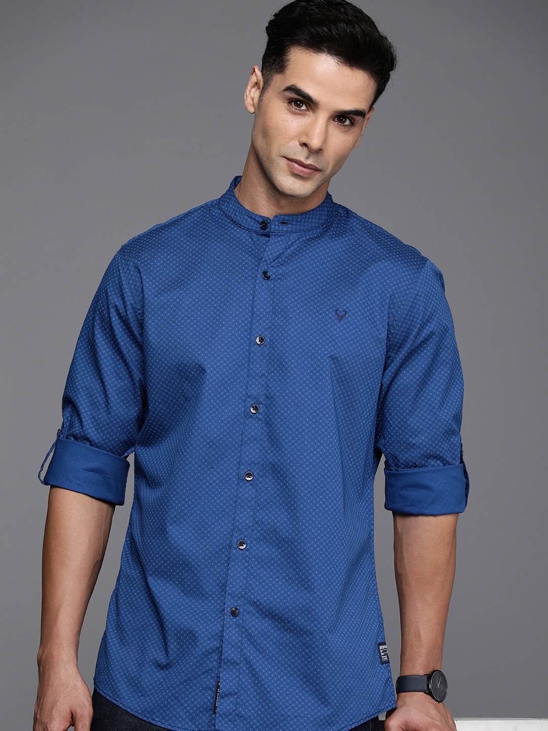 

Allen Solly Sport Pure Cotton Custom Slim Fit Printed Casual Shirt, Blue