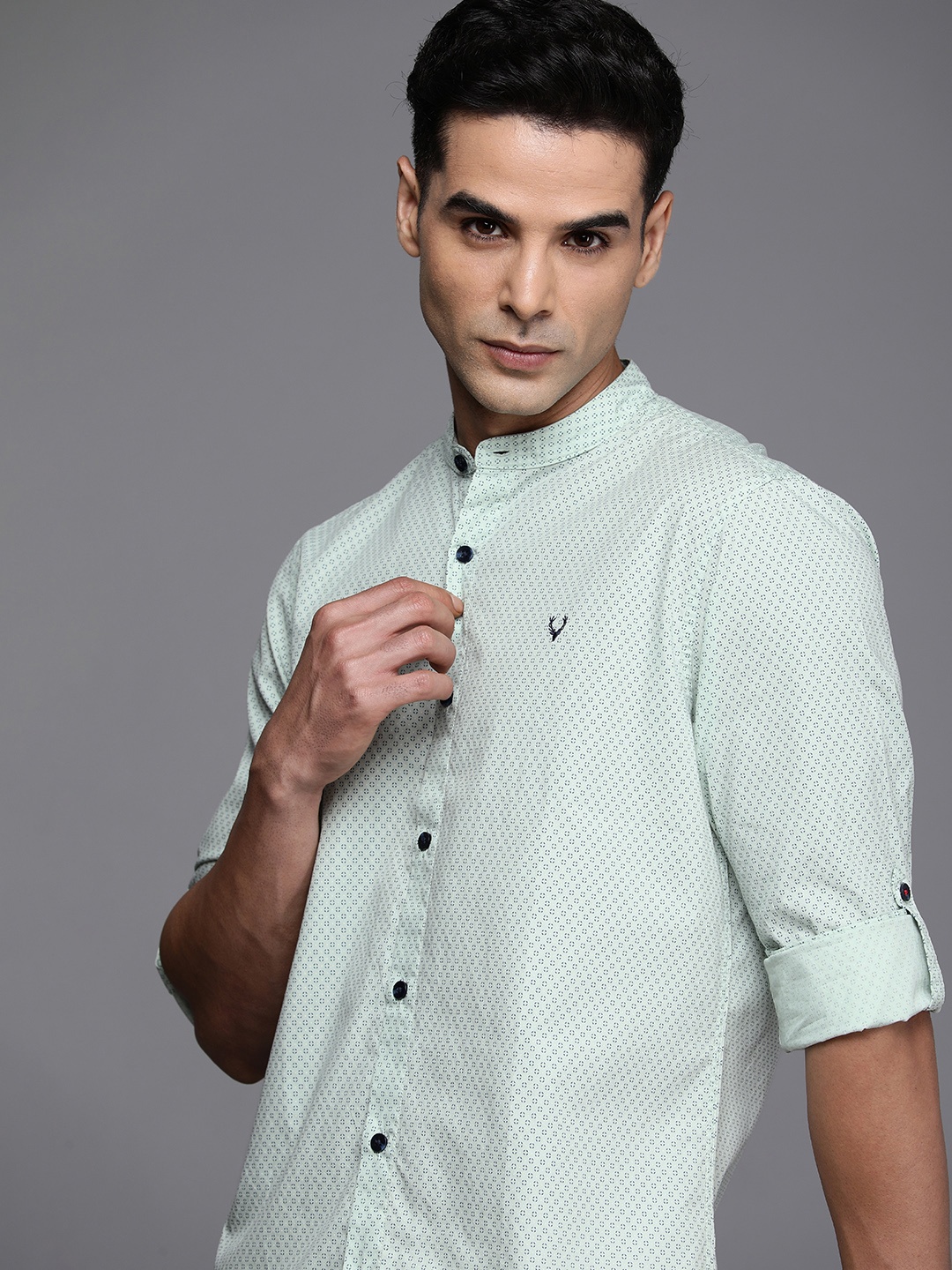 

Allen Solly Sport Pure Cotton Custom Slim Fit Printed Casual Shirt, Green