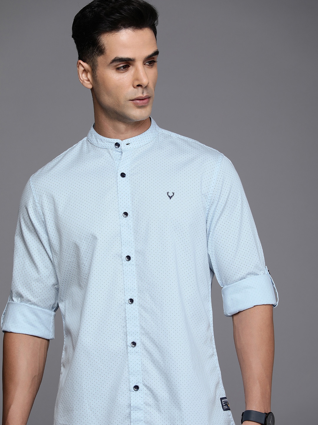 

Allen Solly Sport Pure Cotton Custom Slim Fit Printed Casual Shirt, Blue