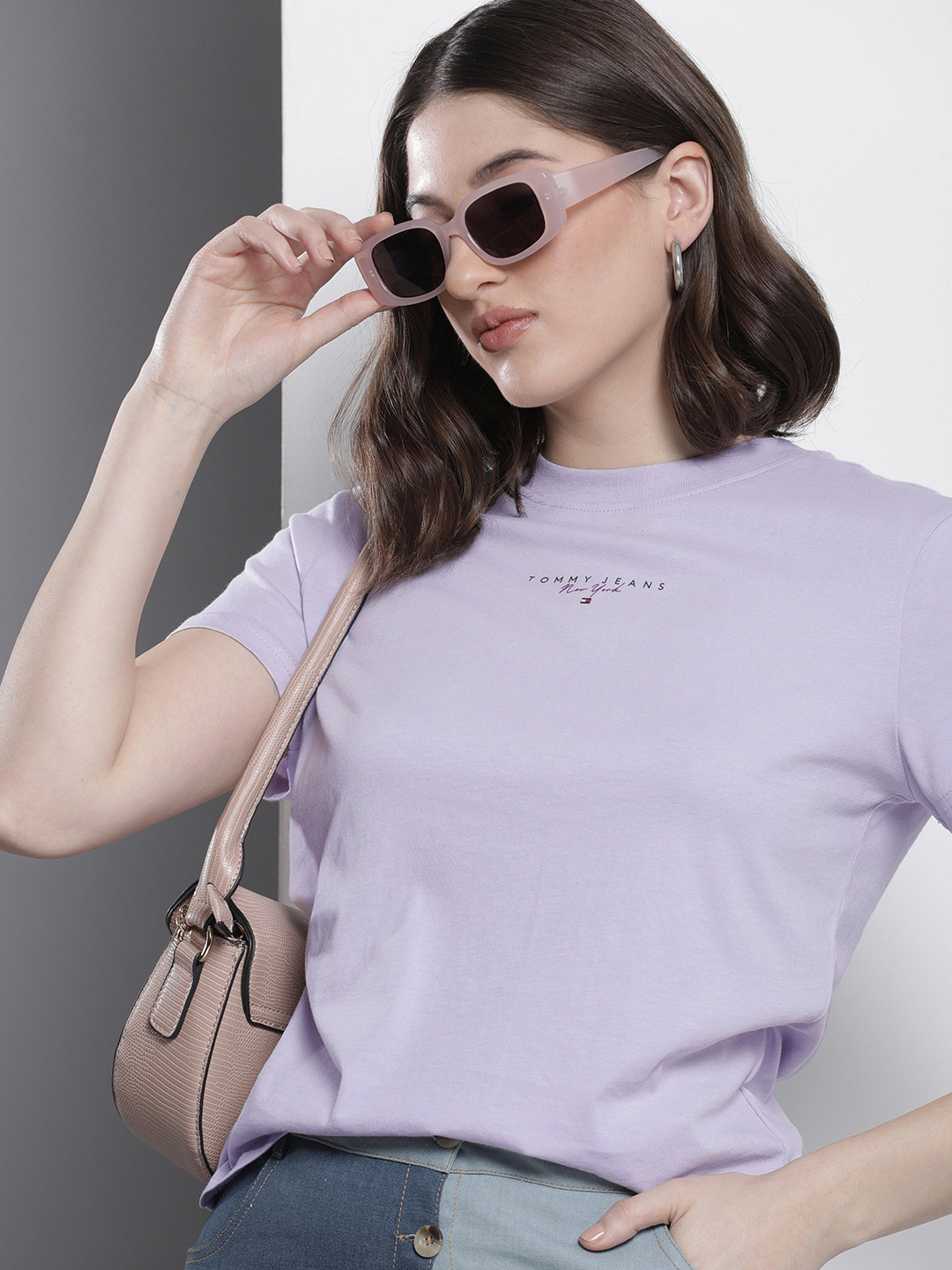 

Tommy Hilfiger Pure Cotton Brand Logo Printed T-shirt, Lavender
