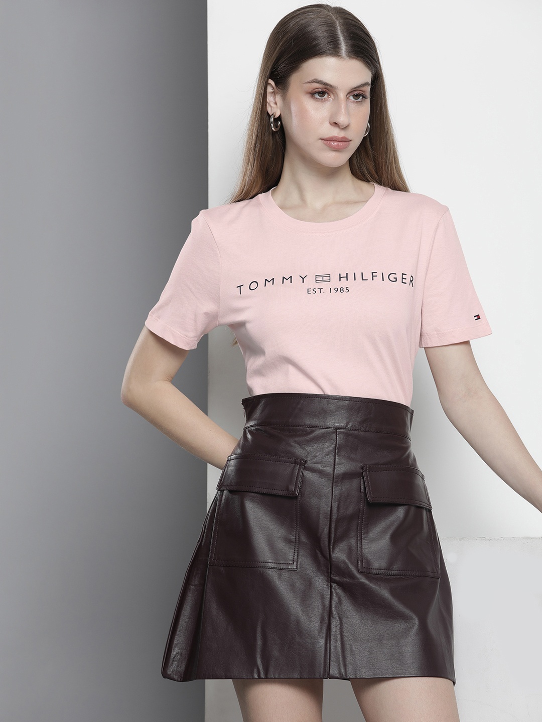 

Tommy Hilfiger Brand Logo Printed Pure Cotton T-shirt, Pink