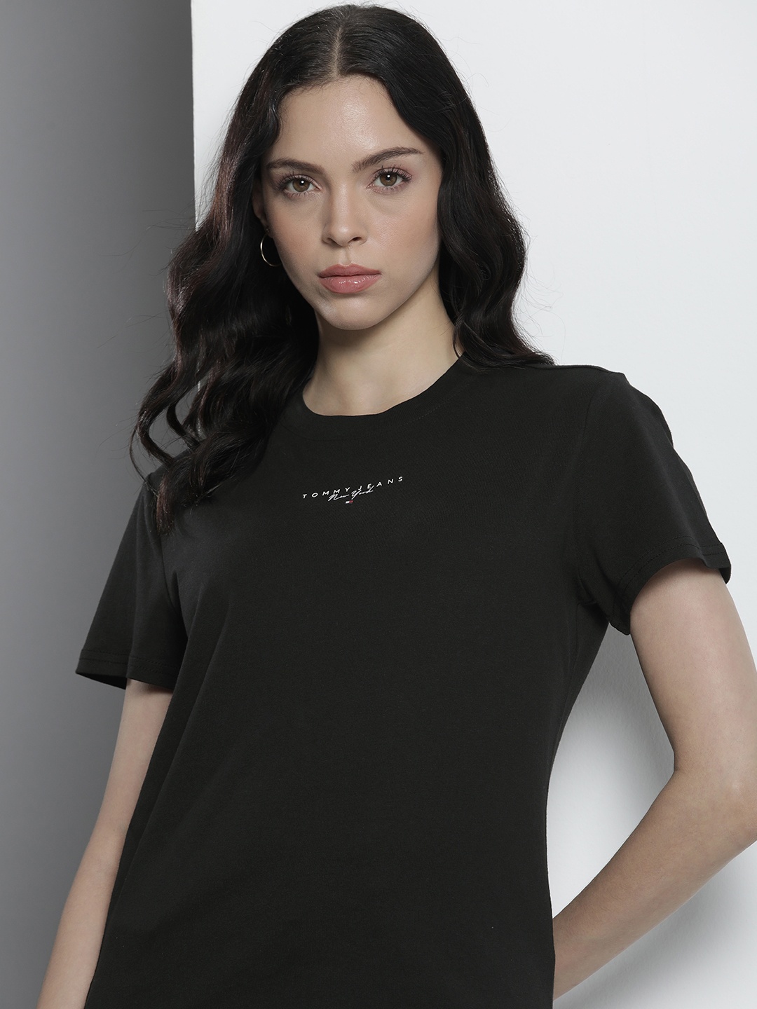 

Tommy Hilfiger Brand Logo Printed Pure Cotton T-shirt, Black