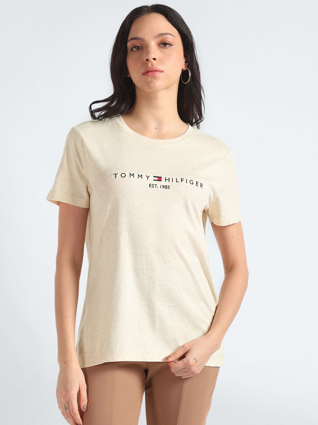 

Tommy Hilfiger Brand Logo Printed Pure Cotton T-shirt, White