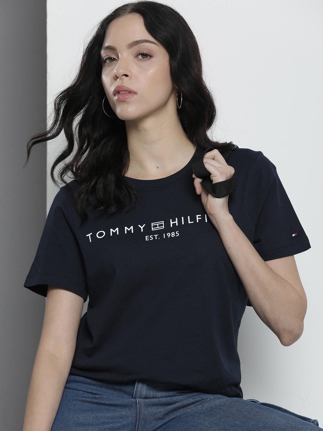 

Tommy Hilfiger Brand Logo Printed Pure Cotton T-shirt, Navy blue