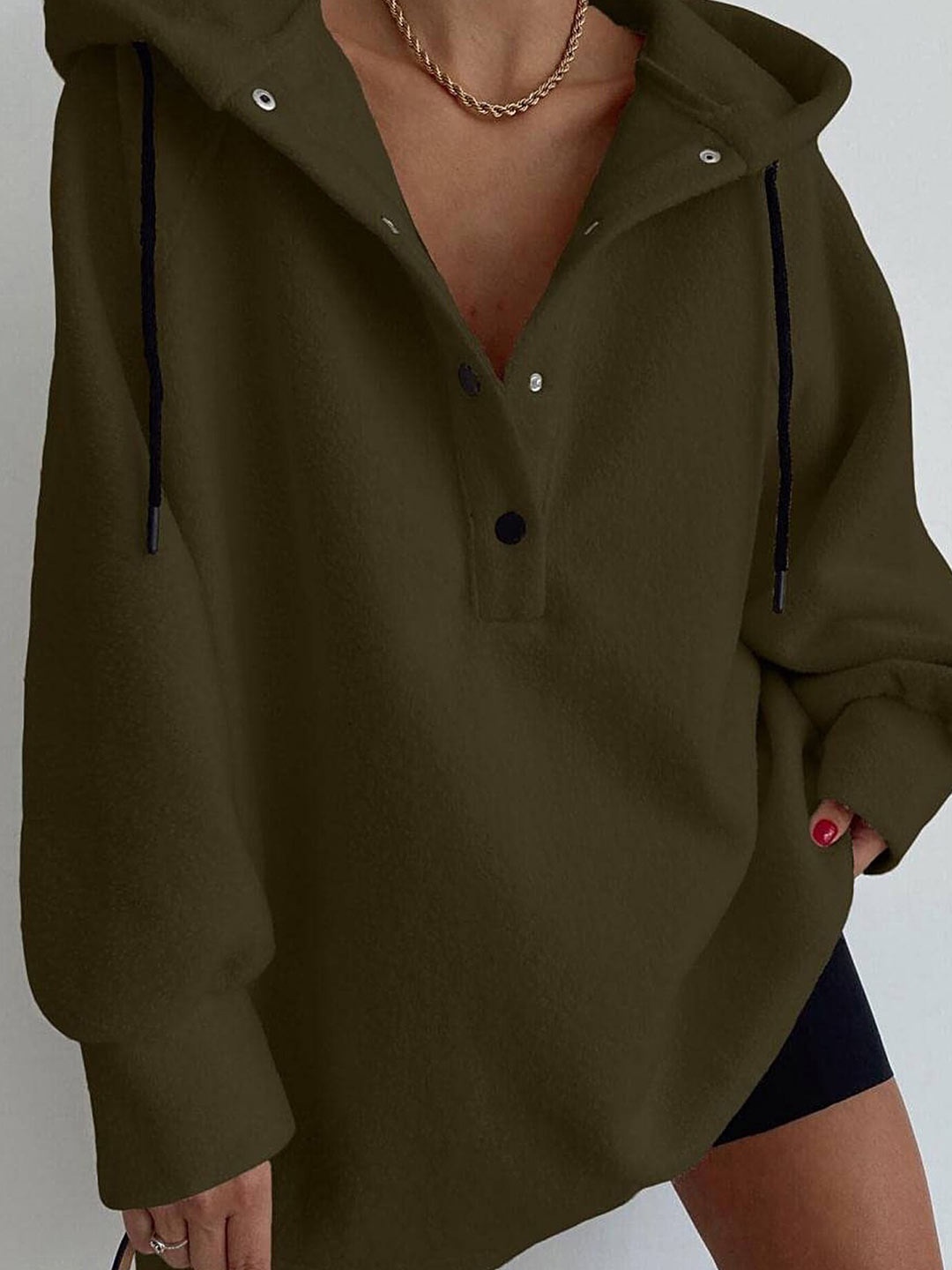 

LULU & SKY Hooded Longline Pullover, Green