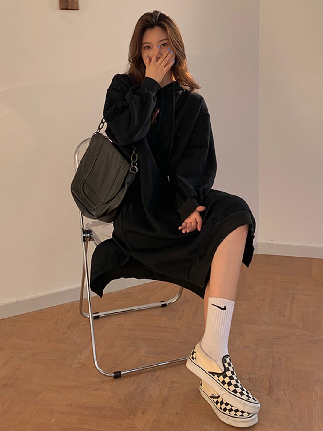 

LULU & SKY Hooded T-shirt Dress, Black