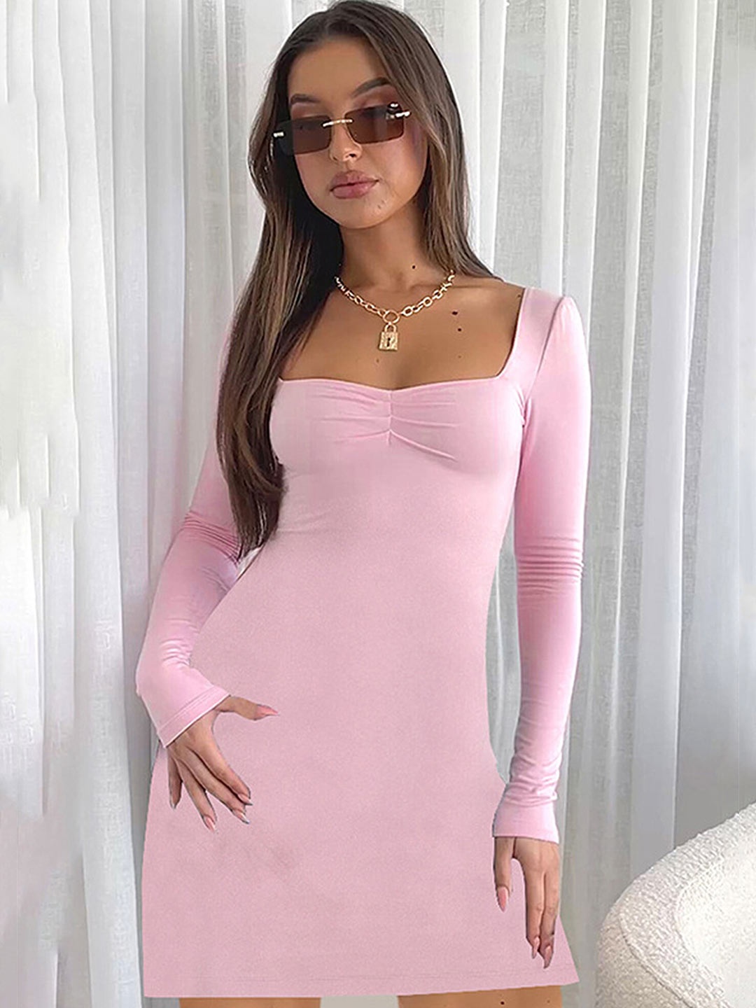 

LULU & SKY Square Neck Sheath Dress, Pink
