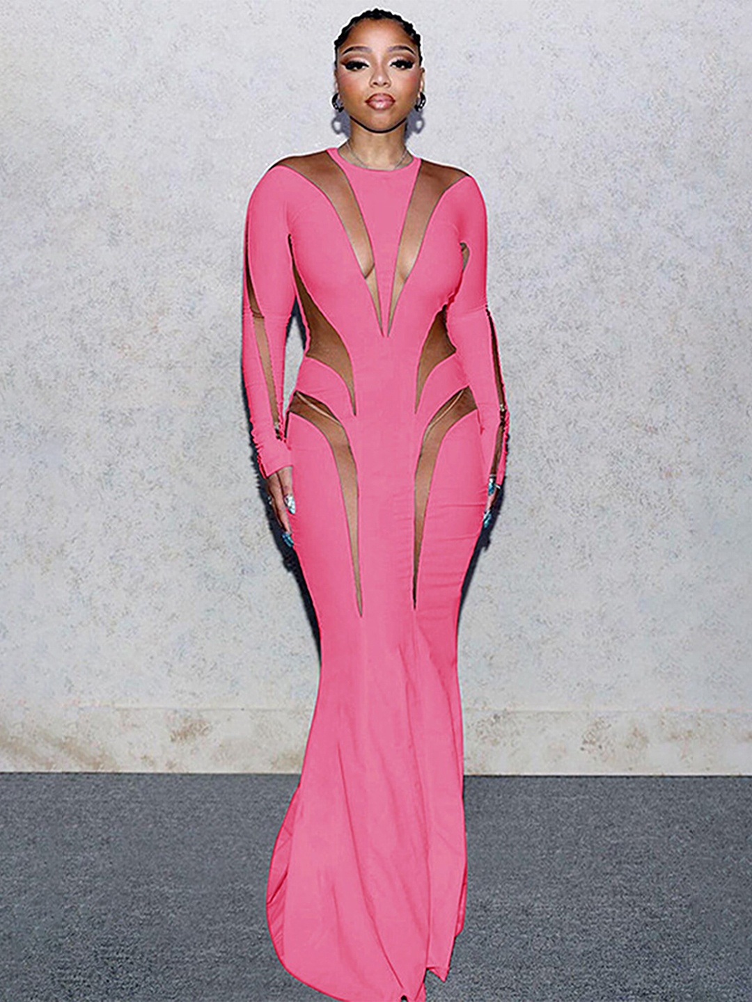 

LULU & SKY Round Neck Maxi Dress, Pink