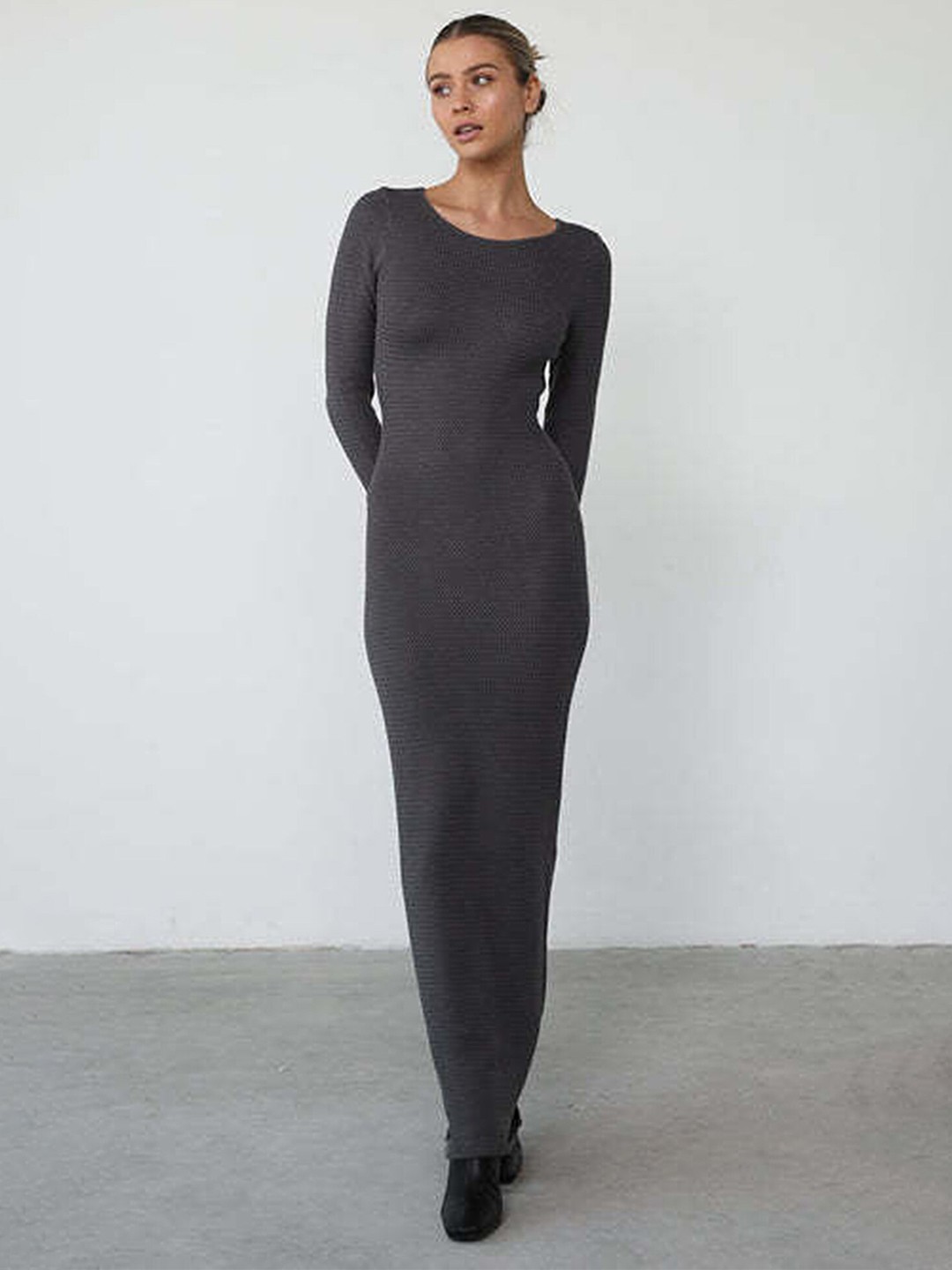 

LULU & SKY Round Neck Maxi Dress, Grey