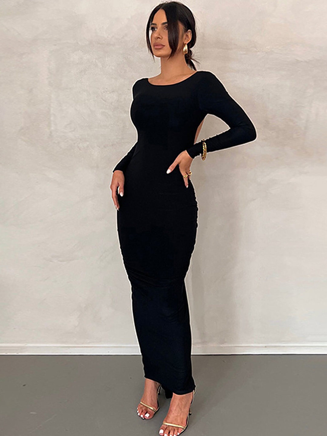 

LULU & SKY Round Neck Maxi Dress, Black