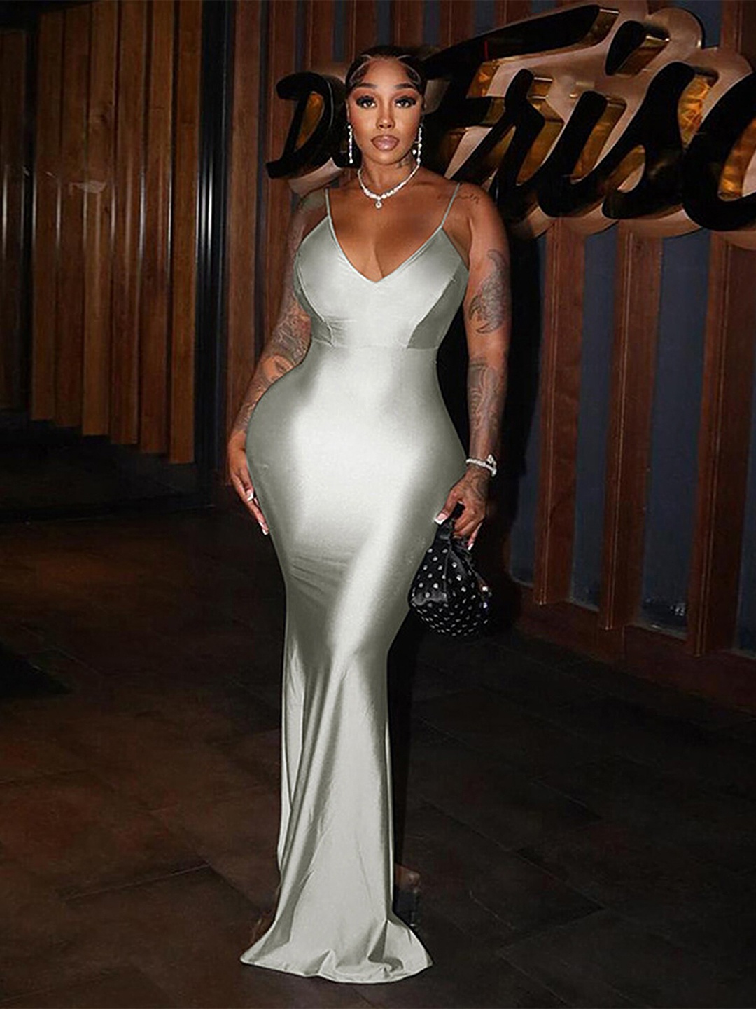 

LULU & SKY Backless Bodycon Maxi Dress, Grey