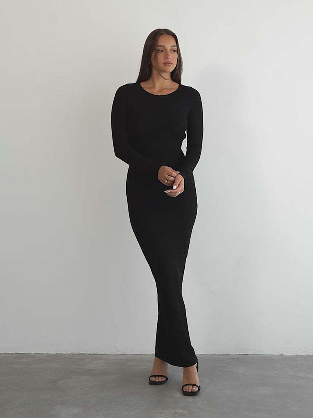 

LULU & SKY Round Neck Maxi Dress, Black