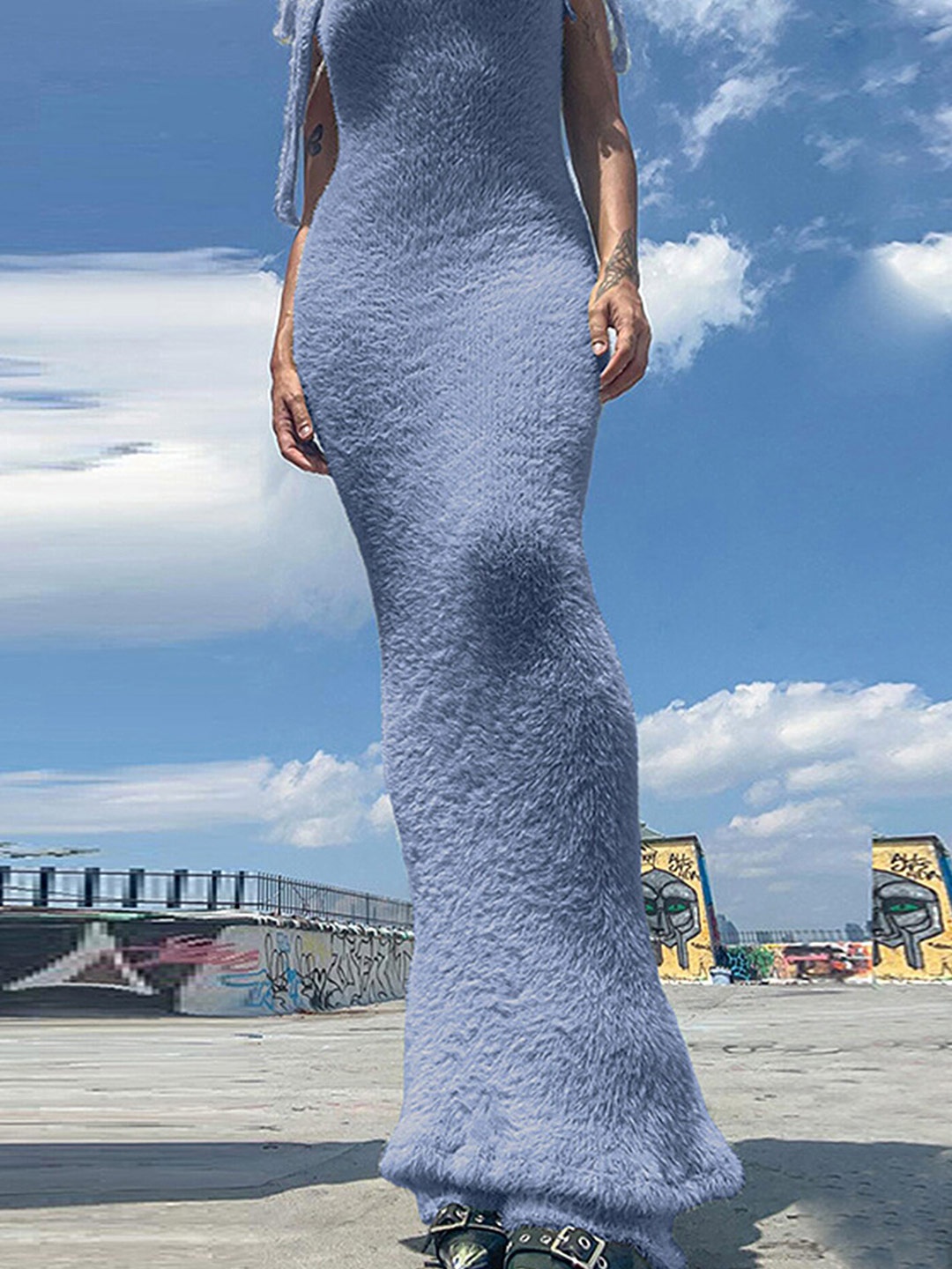 

LULU & SKY Self Design Maxi Dress, Blue