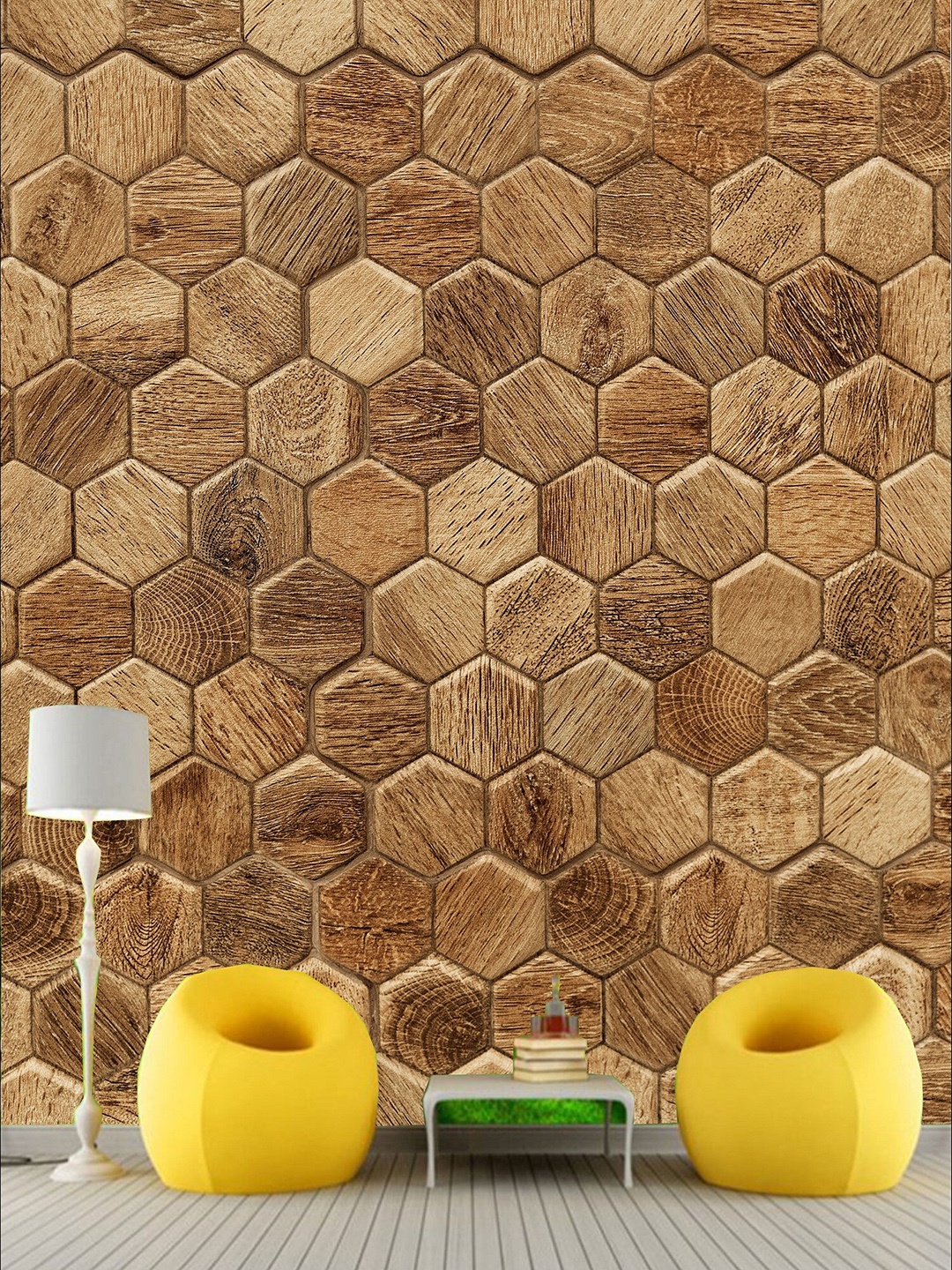 

KSHIRSA Brown Wooden Printed Self Adhesive Removable Wallpaper