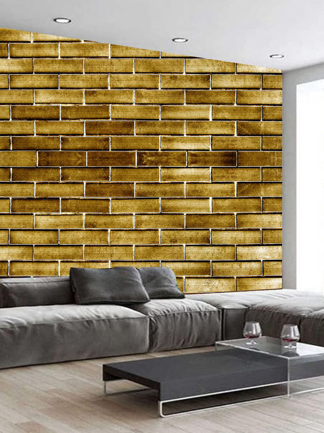 

KSHIRSA Brown Brick Printed Self-Adhesive Removable Wallpaper