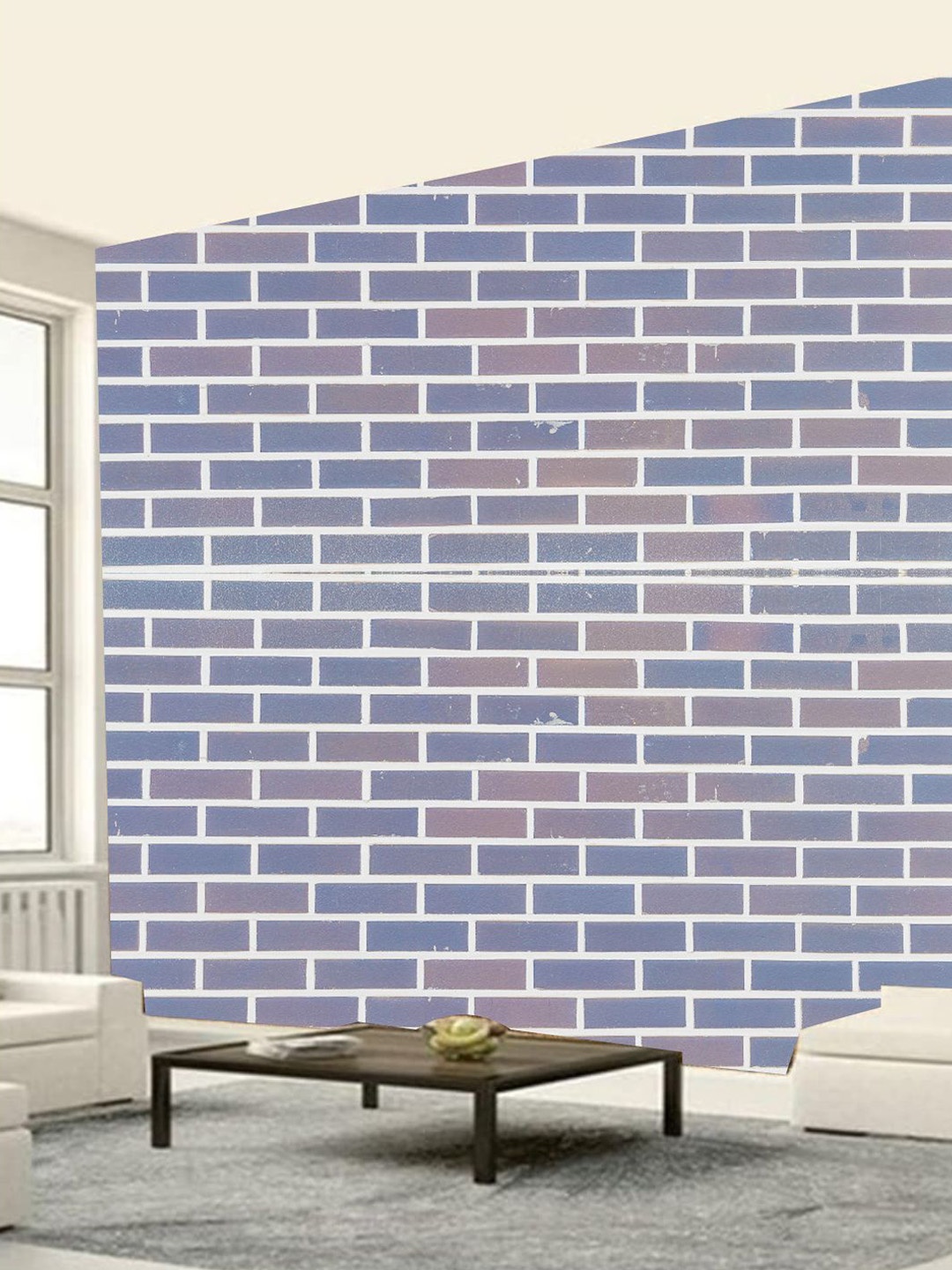 

KSHIRSA Blue & White Brick Printed Self Adhesive Wallpaper