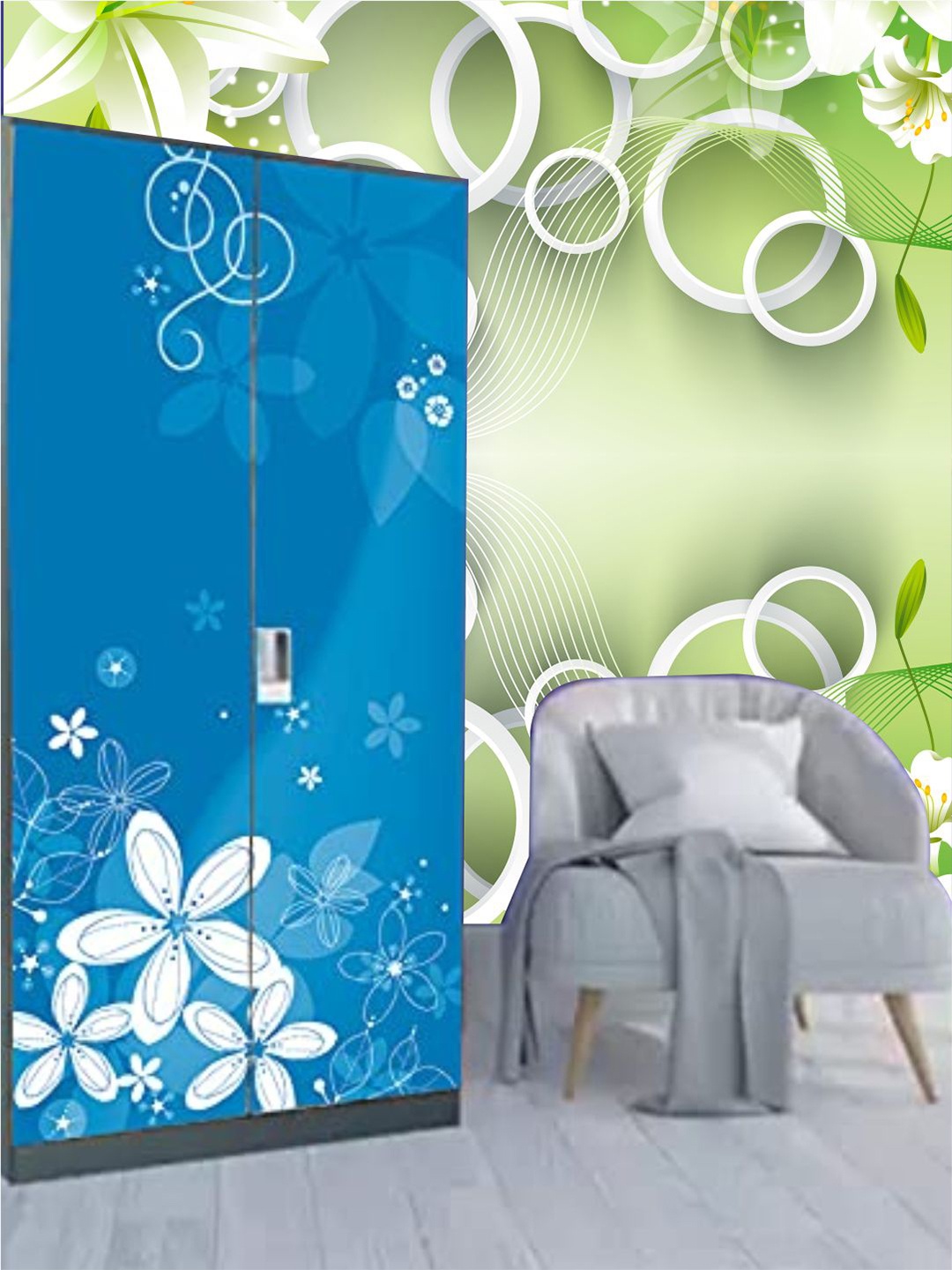 

KSHIRSA Green & White Printed Self Adhesive Removable Wallpaper