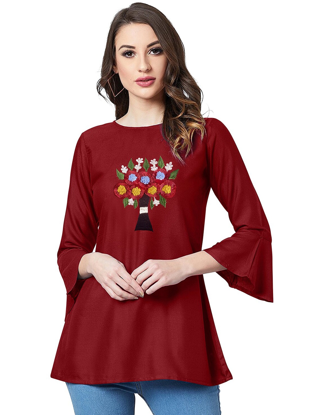 

BAESD Maroon three-quarter Top