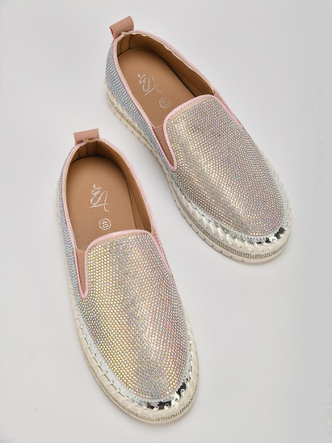 

THE WHITE POLE Women Embellished Party Lightweight Slip-On Sneakers, Gold