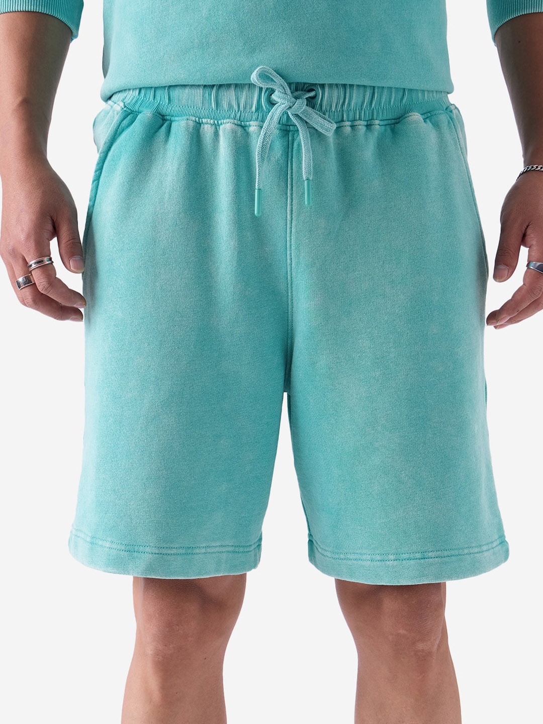 

The Souled Store Men Blue Washed Pure Cotton Shorts
