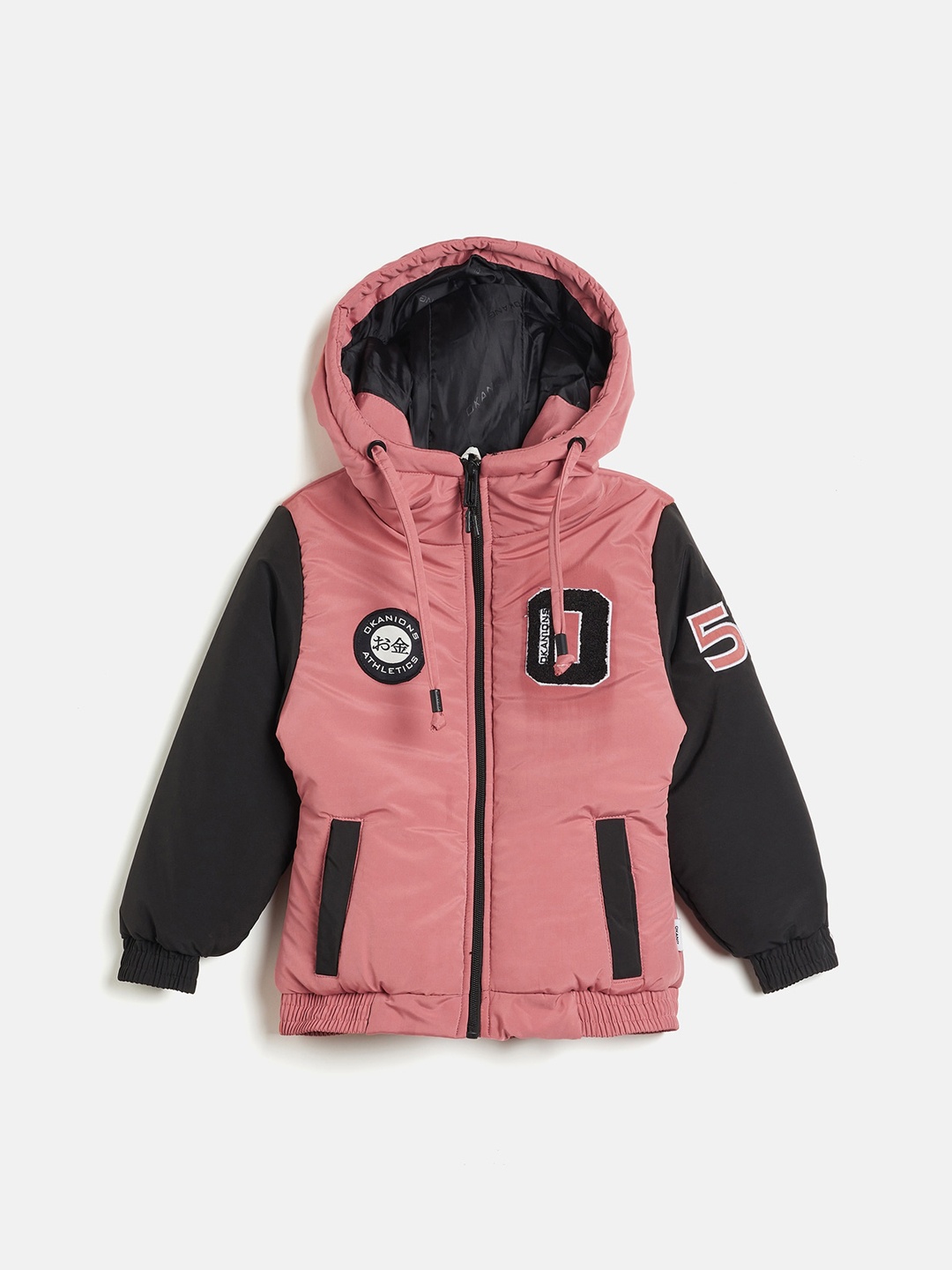 

Okane Girls Colourblocked Hooded Lightweight Puffer Jacket, Peach