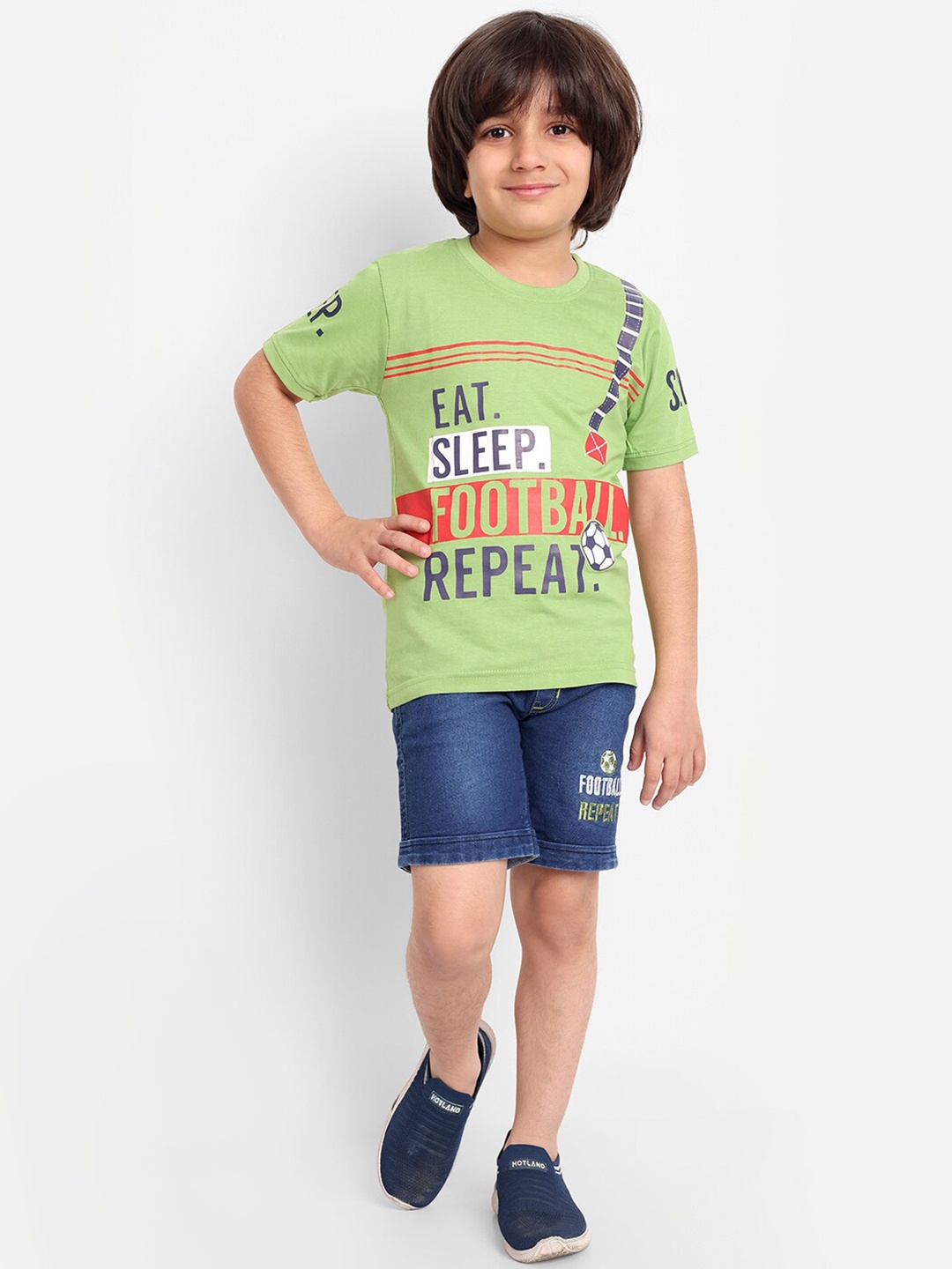 

BAESD Boys Printed Pure Cotton T-shirt with Shorts, Green